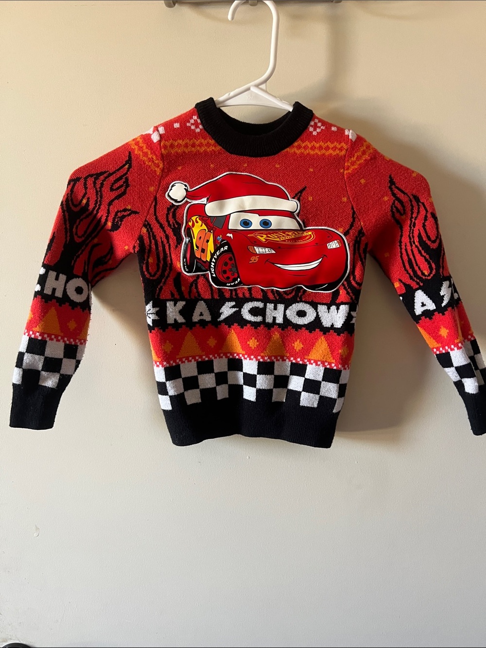 Kids' Red Lightning McQueen Knit Holiday Sweater - Disney/Pixar